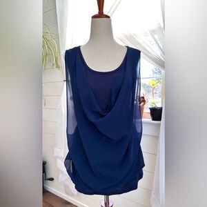 A.BYER layered chiffon design top with draped front. 
Size: S